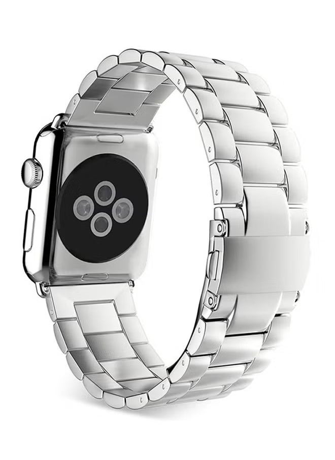 Ozone Stainless Steel Clasp Closure Wristband Replacement Strap For Apple Watch Series 3/2/1 Silver 