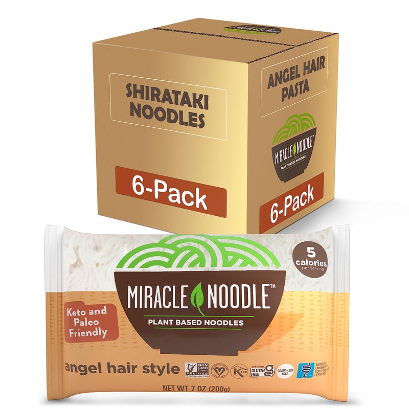 Miracle Noodle Angel Hair Pasta - Plant Based Shirataki Noodles, Keto, Vegan, Gluten-Free, Low Calories, Low Carb, Paleo, Soy Free, Non-GMO - Perfect for Your Keto Diet - 7 oz (Pack of 6) - Image 1