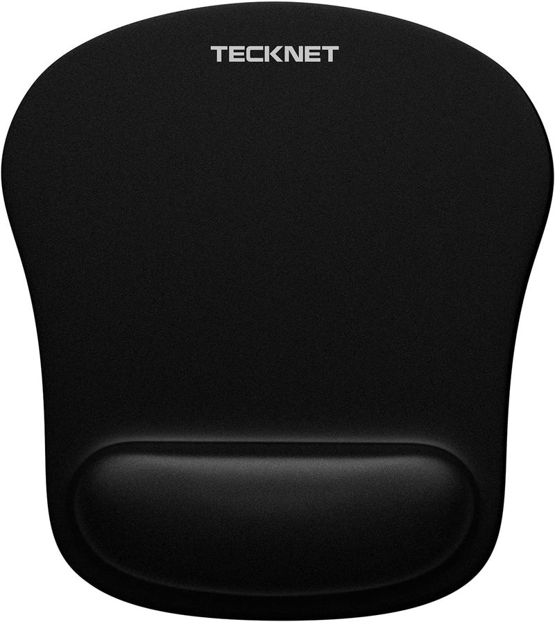TECKNET Mouse Pad with Wrist Support, Ergonomic Gaming Mouse Pad Pain Relief, Portable Comfortable Mousepad for Computer, Laptop, Office, Home and Travel, Non-Slip Base, Waterproof Surface, Black - Image 1