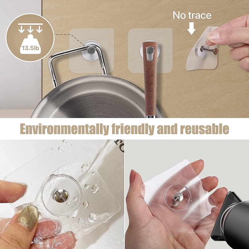 ADL PASSION ADL PASSION Self Adhesive Screw Wall Hooks Heavy Duty Sticky Hooks for Hanging Photo Frame Waterproof Transparent Adhesive Hooks for Kitchen BathroomPack of 10  - Image 3