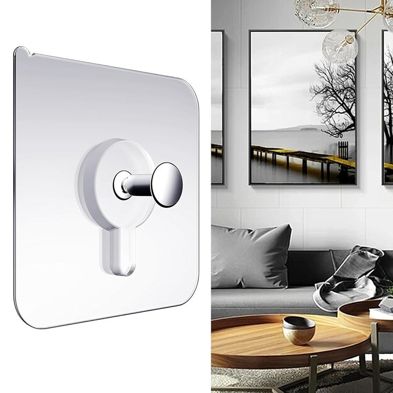 ADL PASSION ADL PASSION Self Adhesive Screw Wall Hooks Heavy Duty Sticky Hooks for Hanging Photo Frame Waterproof Transparent Adhesive Hooks for Kitchen BathroomPack of 10  - Image 5