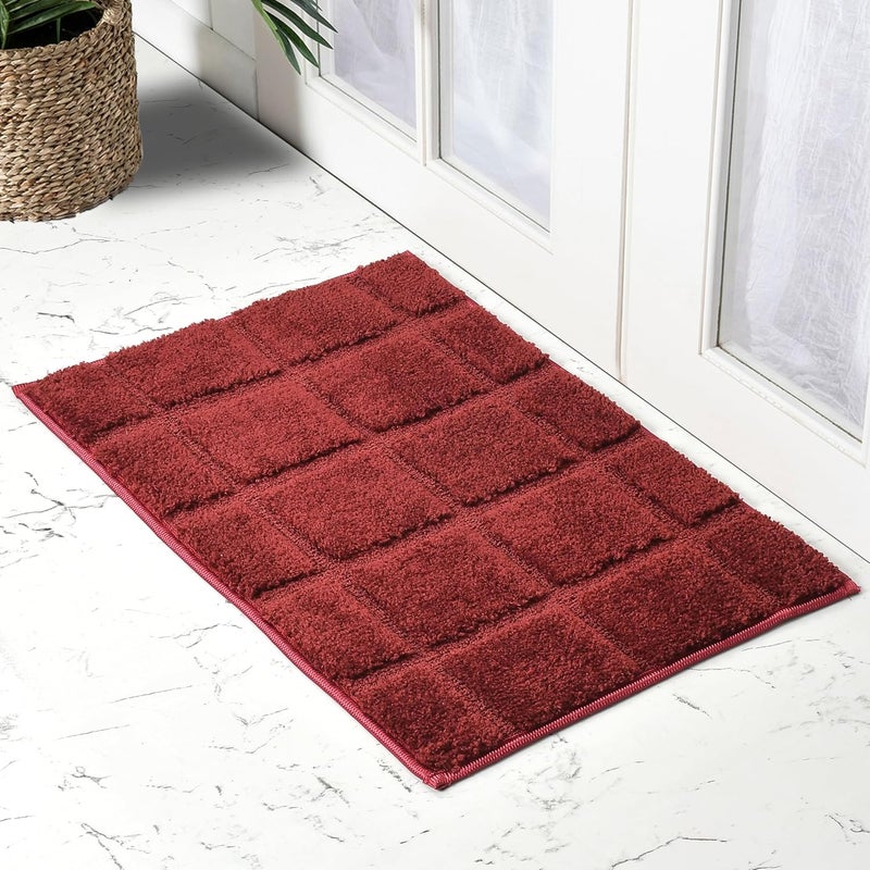 Purav Light Microfiber Kitchen Runner Mats for Floor Anti Slip Door Mats Bathroom Home Entrance Mat –20 X 32 Inch, Maroon - Image 1