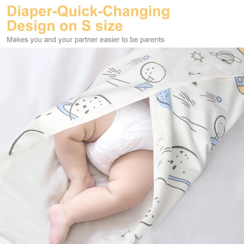 Knirose Baby Swaddle Blankets, Unisex Baby Blanket Wrap for Newborn Baby Boys Girls, Skin Friendly Wearable Swaddle Sleep Sack Made of Combed Cotton (Planet, White, 0-3 Months) - Image 5
