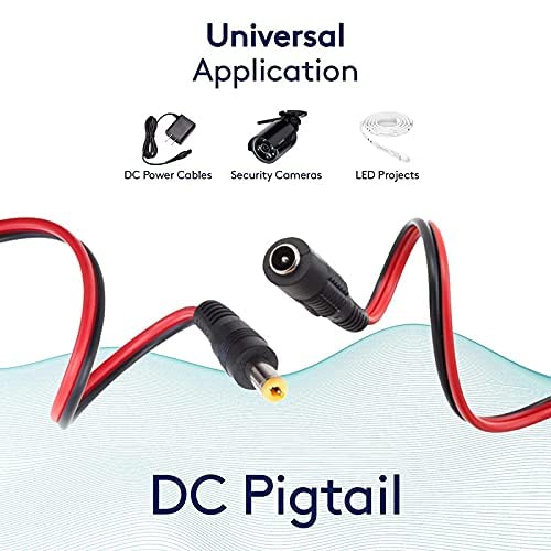FEDUS 18Awg 20 Pairs Each Dc Power Pigtail Cable 12V 5A Male & Female 20 Pairs Dc Power Plug Adapter Connector For Cctv Home Security Surveillance Camera Dc Extension Cord Power Tail, Red - Image 4