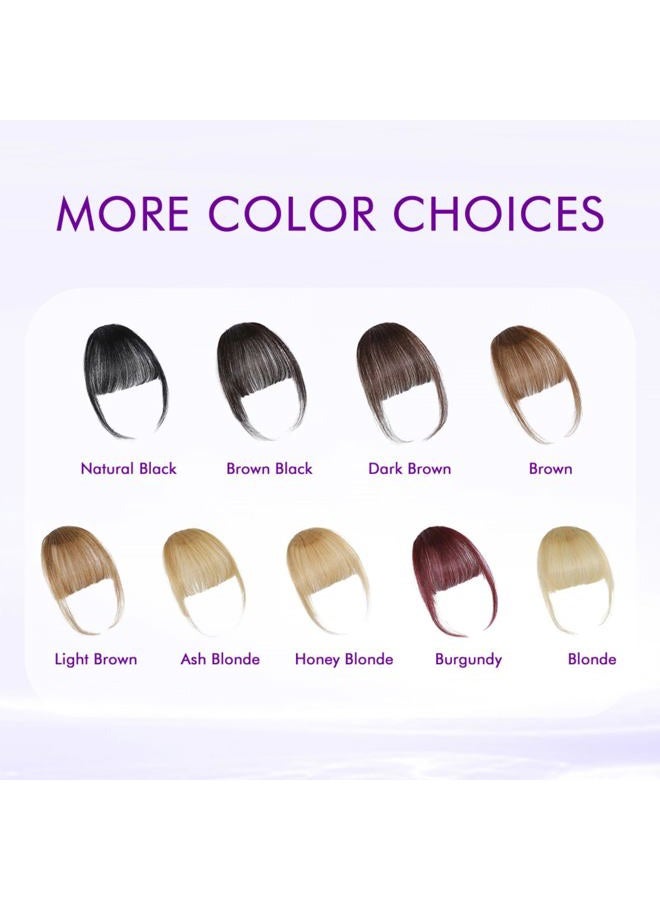 ELEFOCUS Clip-on Natural Black Human Hair Extensions - Wispy Bangs with Temples for Daily Wear - Image 3