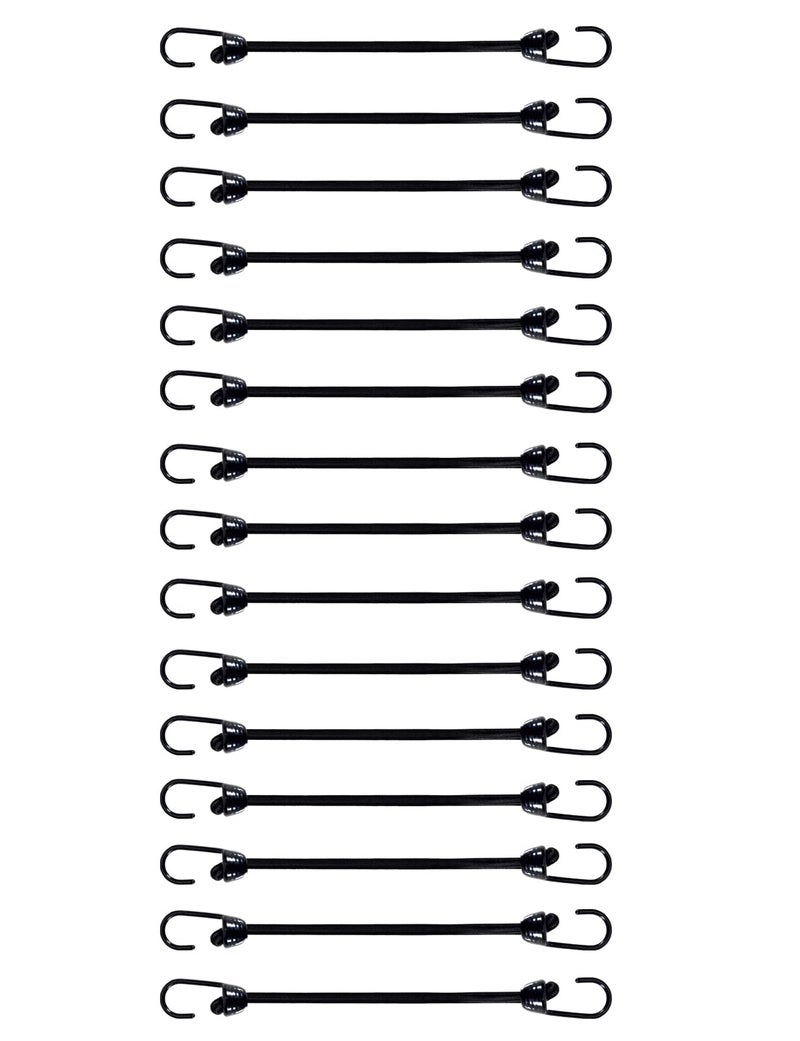 Joneaz Mini Bungee Cord with Hooks 4 Inch Plastic Coated Without Sharp Hook End 15 Piece
