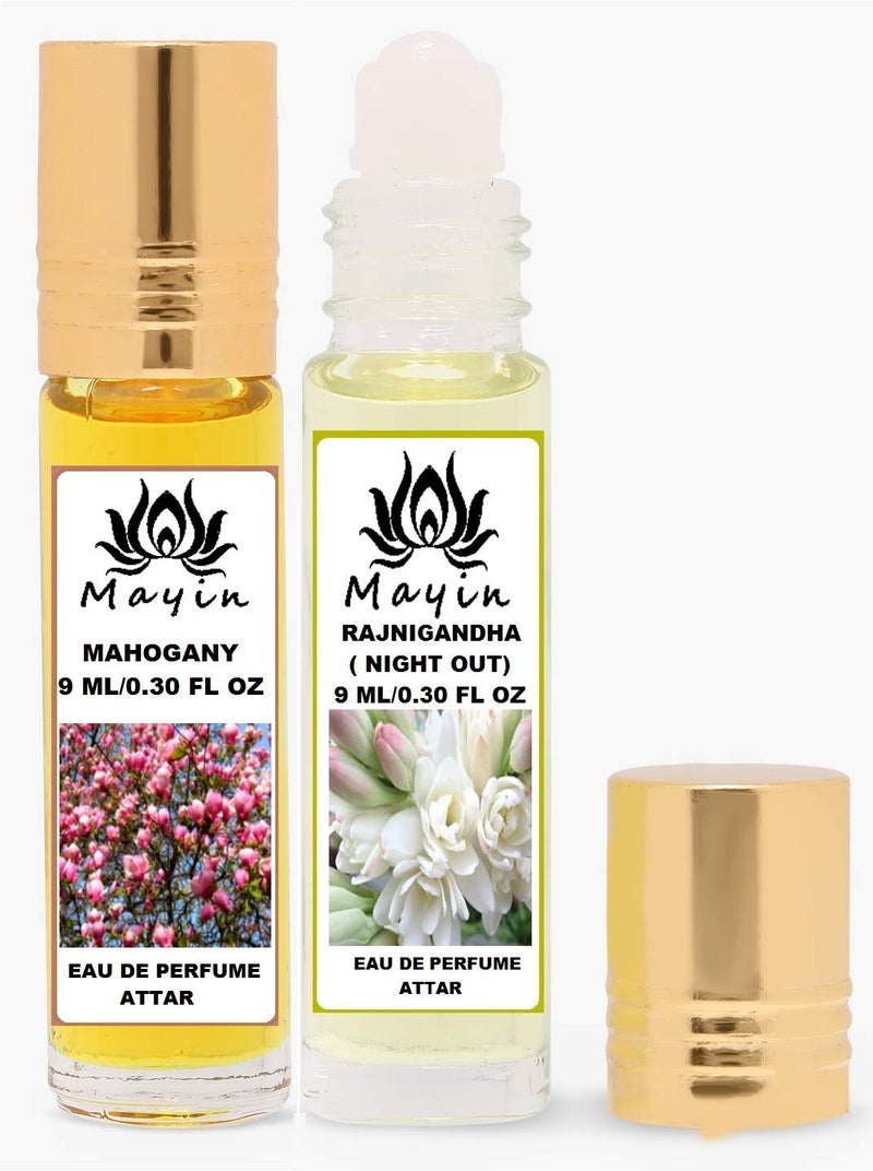 Mayin Rajnigandha Night Out And Mahogany Eau De Perfume Combo Pack of 2 9ml Attar - Image 2