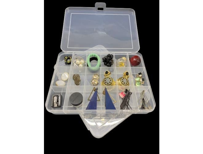 c s m ® Jewelry Box with partitions Transparent 18 Grids Rectangular Storage Boxes - Big Size Box (Pack of 2 Boxes) - Image 1