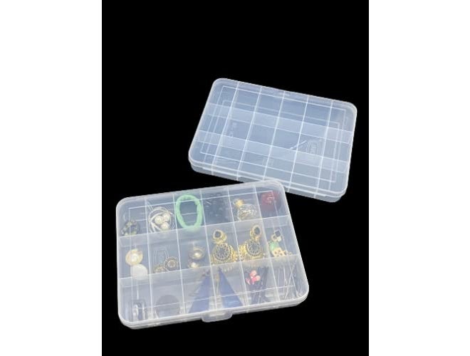 c s m ® Jewelry Box with partitions Transparent 18 Grids Rectangular Storage Boxes - Big Size Box (Pack of 2 Boxes) - Image 4