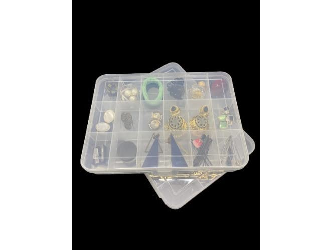 c s m ® Jewelry Box with partitions Transparent 18 Grids Rectangular Storage Boxes - Big Size Box (Pack of 2 Boxes) - Image 2