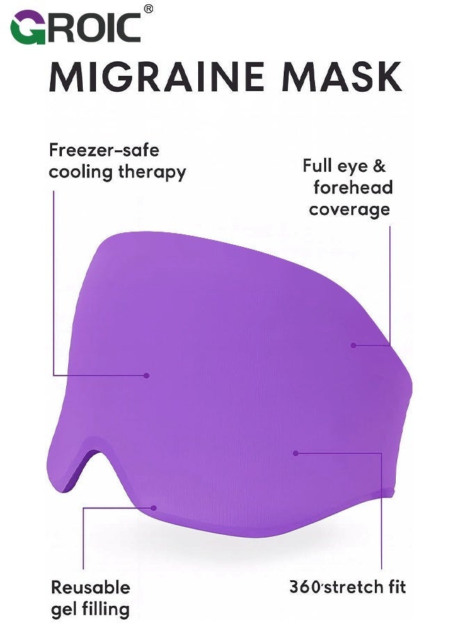 GROIC Migraine Ice Head Wrap, Gel Head Ice Pack Wrap with Hot and Cold Therapy, Headache Ice Pack Eyes Mask for Sinus, Puffy Eyes, Tension and Stress Relief (Single Layer 260g) - Image 2