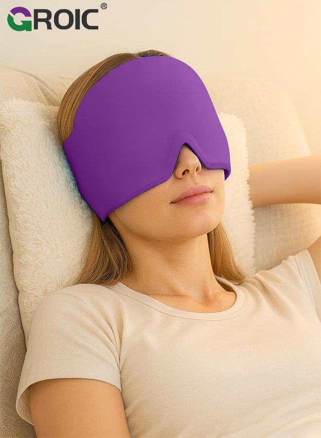 GROIC Migraine Ice Head Wrap, Gel Head Ice Pack Wrap with Hot and Cold Therapy, Headache Ice Pack Eyes Mask for Sinus, Puffy Eyes, Tension and Stress Relief (Single Layer 260g) - Image 5