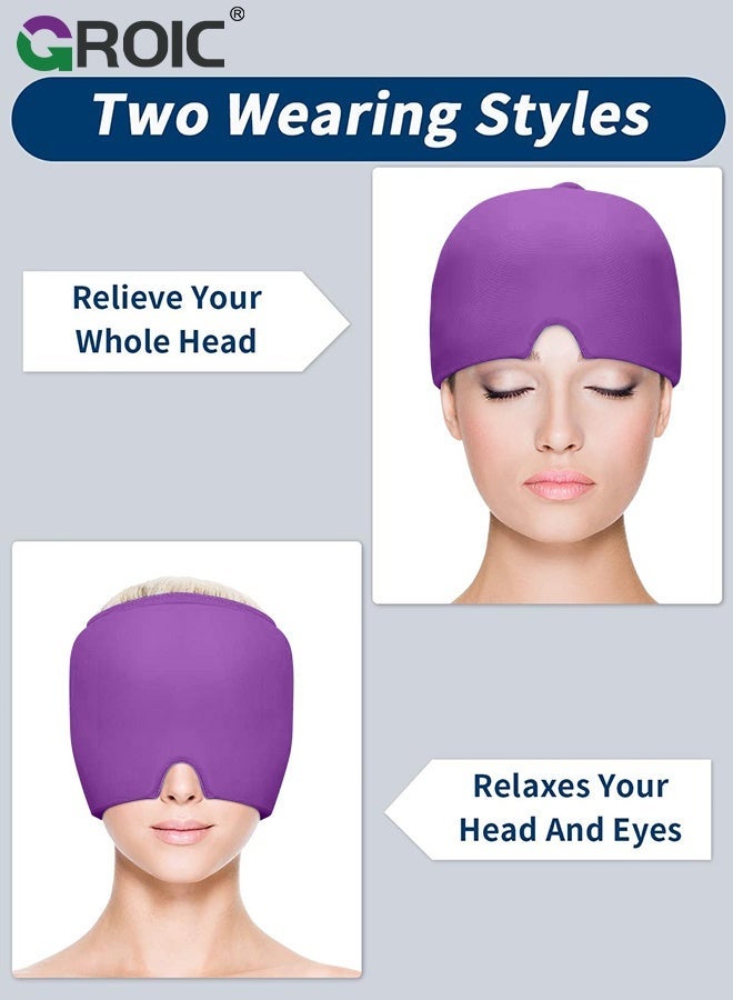 GROIC Migraine Ice Head Wrap, Gel Head Ice Pack Wrap with Hot and Cold Therapy, Headache Ice Pack Eyes Mask for Sinus, Puffy Eyes, Tension and Stress Relief (Single Layer 260g) - Image 3