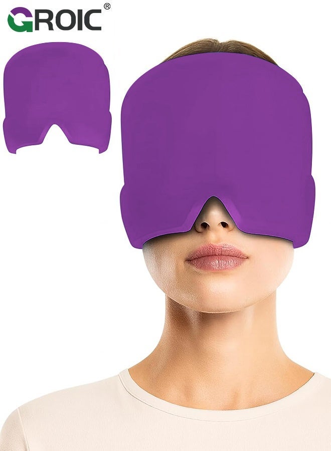 GROIC Migraine Ice Head Wrap, Gel Head Ice Pack Wrap with Hot and Cold Therapy, Headache Ice Pack Eyes Mask for Sinus, Puffy Eyes, Tension and Stress Relief (Single Layer 260g) - Image 1