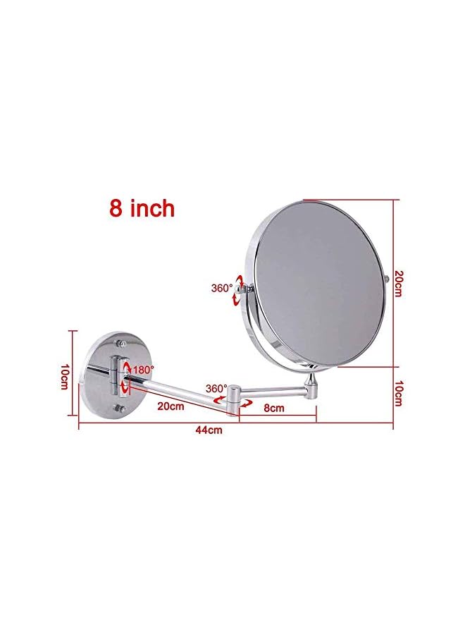 The Bros Makeup Mirror Wall Mount Magnifying Double-Sided Swivel Extendable Folding Arm Bathroom Mirror Chrome Plated - Image 2