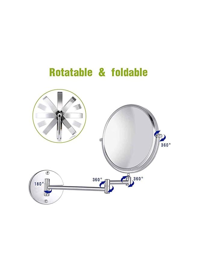 The Bros Makeup Mirror Wall Mount Magnifying Double-Sided Swivel Extendable Folding Arm Bathroom Mirror Chrome Plated - Image 5
