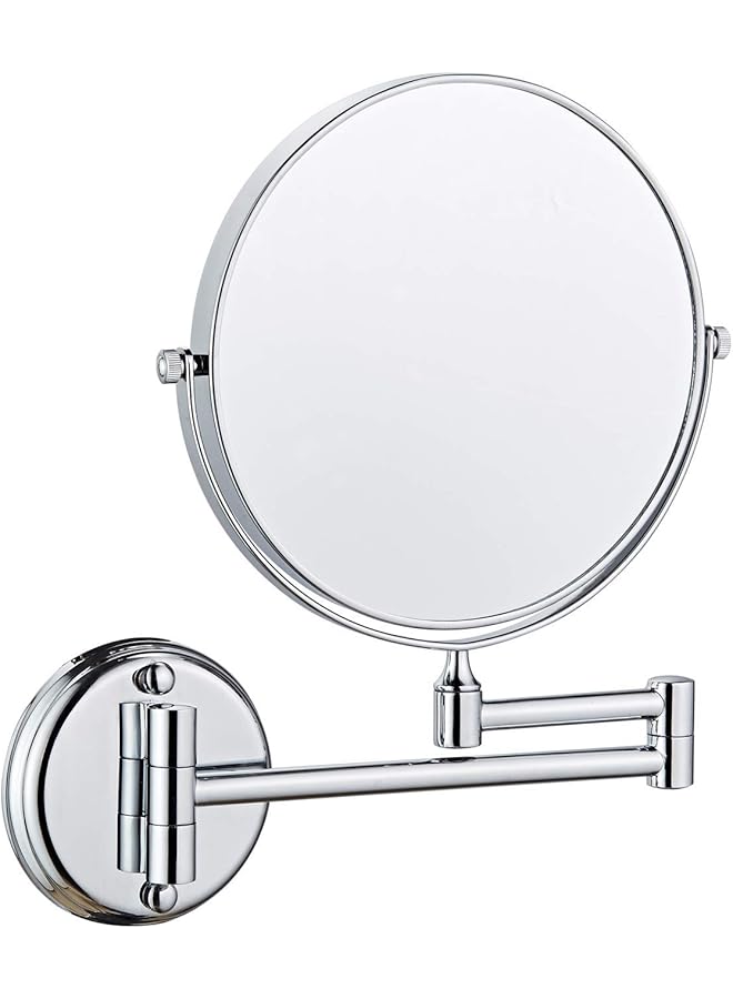 The Bros Makeup Mirror Wall Mount Magnifying Double-Sided Swivel Extendable Folding Arm Bathroom Mirror Chrome Plated - Image 1