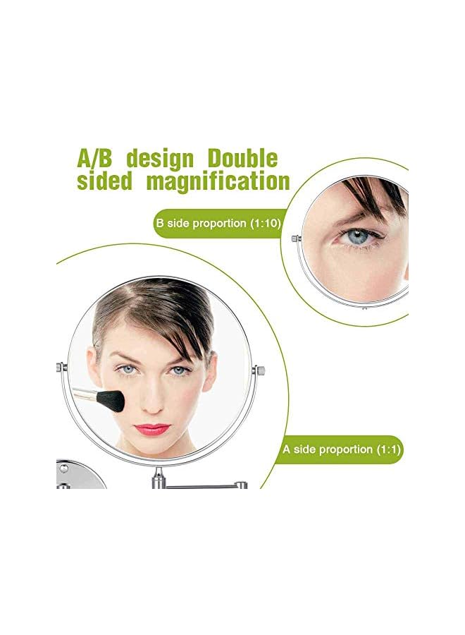 The Bros Makeup Mirror Wall Mount Magnifying Double-Sided Swivel Extendable Folding Arm Bathroom Mirror Chrome Plated - Image 4