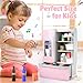 PLAY Refrigerator Toy Fridge with Ice Dispenser Kids Pretend Play Kitchen Accessories with Toy Food Drink Bottles Milk Cans Play Kitchen Appliances Set for Girls Age 3 White - Image 4