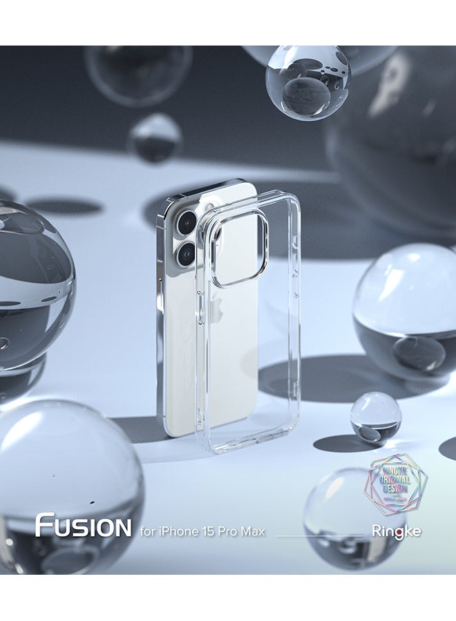 رينجك جراب Fusion-X متوافق مع iPhone 15 Pro Max، غطاء خلفي شفاف صلب مرن ناعم من مادة TPU مقاوم للخدش ومضاد للصدمات - Image 5