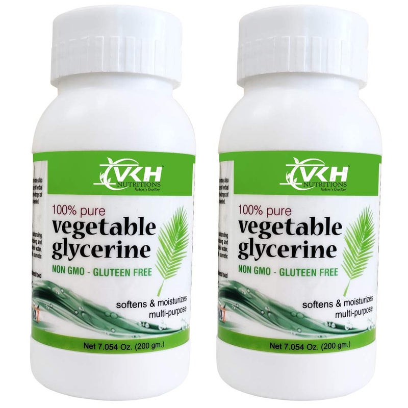 VKH Nutritions Vegetable Glycerin 200gmPure Edible Glycerin Food Grade Glycerine for Skin Body Face Lips Hair Soap Cosmetics and Cake PreparationPack of 2 400GM - Image 1