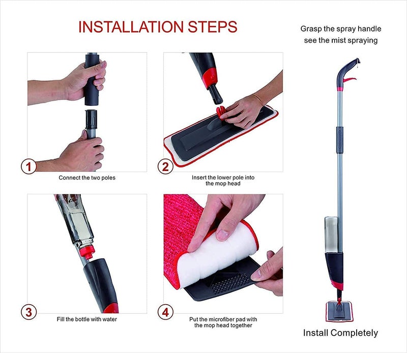 PRITAMA Microfiber Floor Cleaning Spray Mop with Removable Washable Cleaning Pad and Integrated Water Spray Mechanism 360 Degree Floor Cleaning Mops Spray mop Set - Image 4