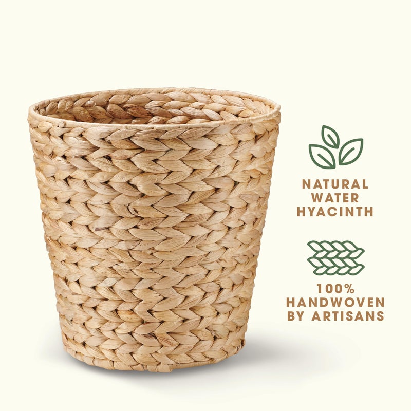 84ECO 2-Pack Wicker Trash Cans for Bathroom, Bedroom, Office - Rattan Trash Can - Decorative Waste Basket - Image 5