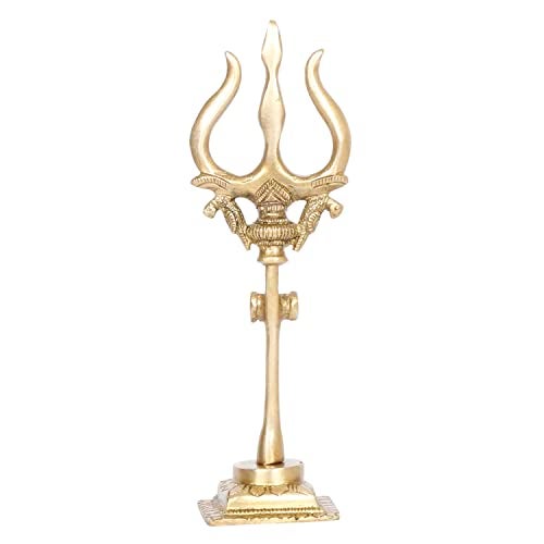 ARTVARKO Brass Shiva Shiv Bholenath Trishul Trident with Damru on Stand Show Piece Decoration Items for Pooja Room, Temple Home Decor Puja 7 Inch - Image 5