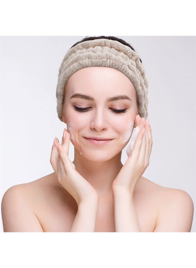 Chuangdi 3 Pieces Spa Headband for Women Facial Makeup Headband Soft Terry Cloth Hairband for Washing Face Mask Spa Shower Gifts(Pink, Gray, Dark Brown) - Image 3