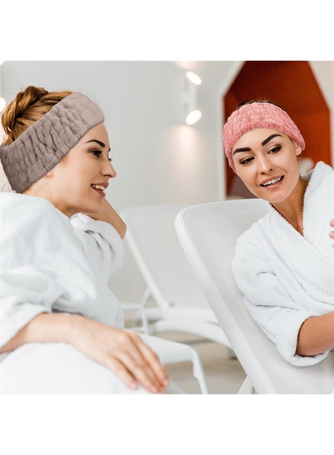 Chuangdi 3 Pieces Spa Headband for Women Facial Makeup Headband Soft Terry Cloth Hairband for Washing Face Mask Spa Shower Gifts(Pink, Gray, Dark Brown) - Image 2