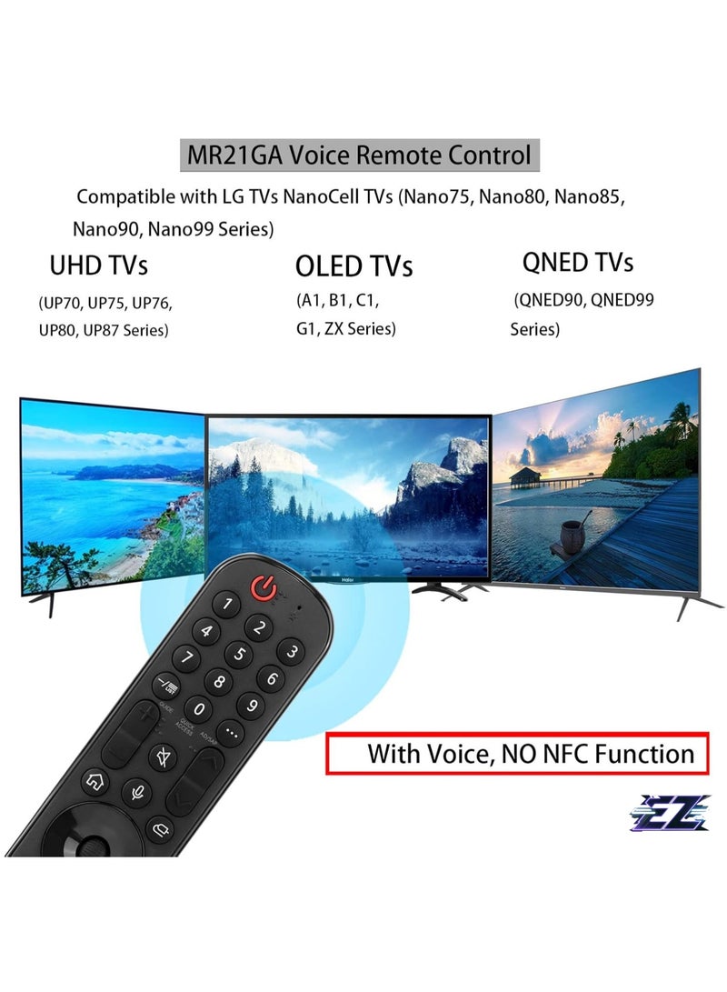 LG Magic Remote MR21GA, Voice Only Remote Control for LG 2021 Smart OLED QLED NanoCell TVs with 4 Shortcut Buttons (No NFC Function) with battery
