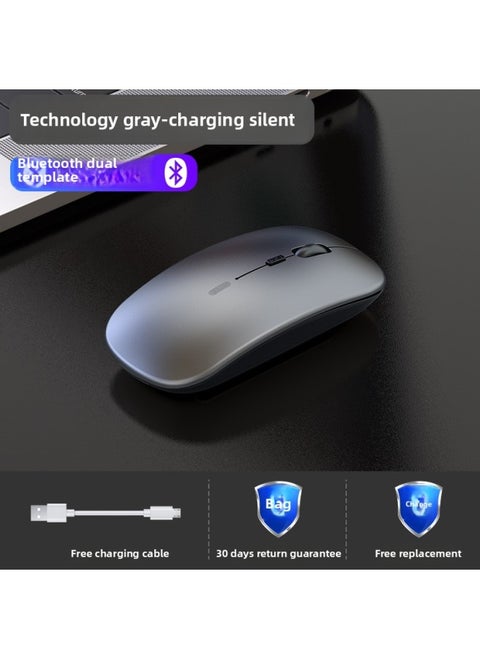 Wireless Mouse Charging Mute Bluetooth Dual-mode Home Office Laptop Desktop External Unlimited Mouse-Specifications:Technology Gray Bluetooth + Wireless Dual Template [rechargeable + Silent] + Wireless + Bluetooth 5.0
