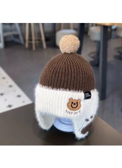 Generic Childrens Hat Autumn and Winter Fashion Cool Wool Hat Sticker Casual Boys Korean Baby Warm Pullover Knitted Hat Cold Hat Grey brown  - Image 2