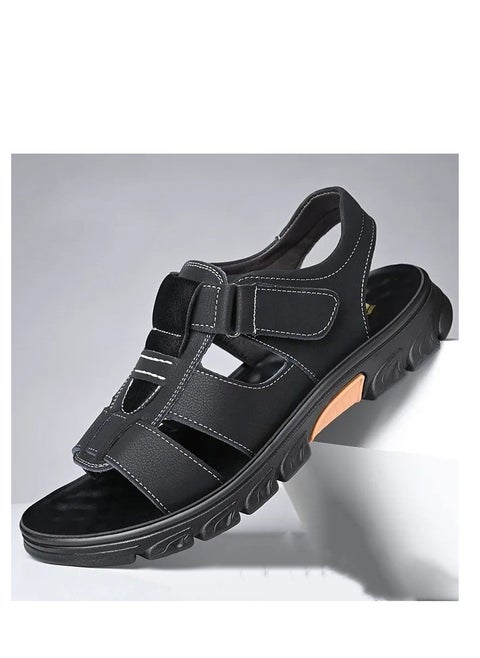 New Casual Leather Soft Sole Anti Slip Versatile Beach Shoes With Thickened Soles Men's Shoes