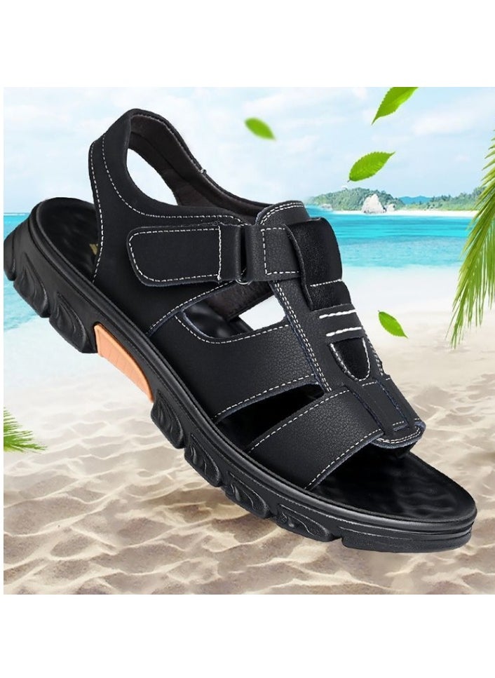 KUYING - New Casual Leather Soft Sole Anti Slip Versatile Beach Shoes With Thickened Soles Men's Shoes - Image 1
