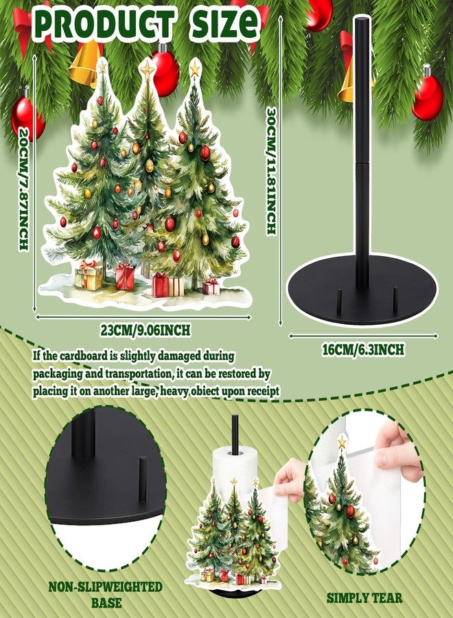 Threehoney Christmas Tree Paper Towel Holders 11.8 Inches Vintage Paper Towel Holder Countertop Christmas Kitchen Countertop Decor for Holiday Kitchen Indoor - Image 2