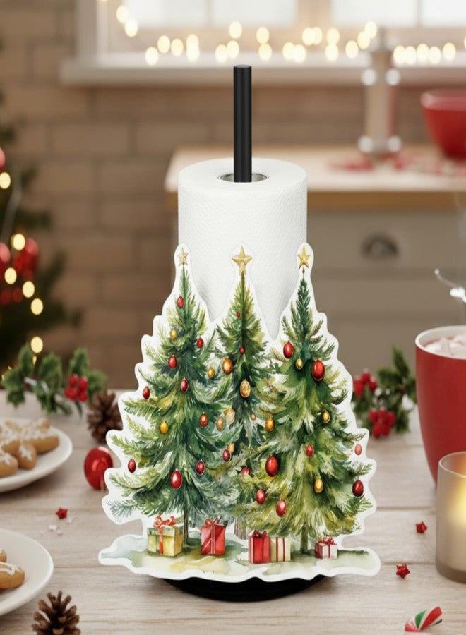 Threehoney Christmas Tree Paper Towel Holders 11.8 Inches Vintage Paper Towel Holder Countertop Christmas Kitchen Countertop Decor for Holiday Kitchen Indoor - Image 1