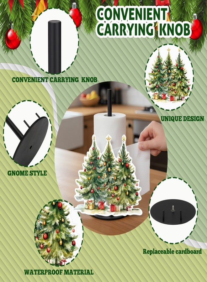 Threehoney Christmas Tree Paper Towel Holders 11.8 Inches Vintage Paper Towel Holder Countertop Christmas Kitchen Countertop Decor for Holiday Kitchen Indoor - Image 3