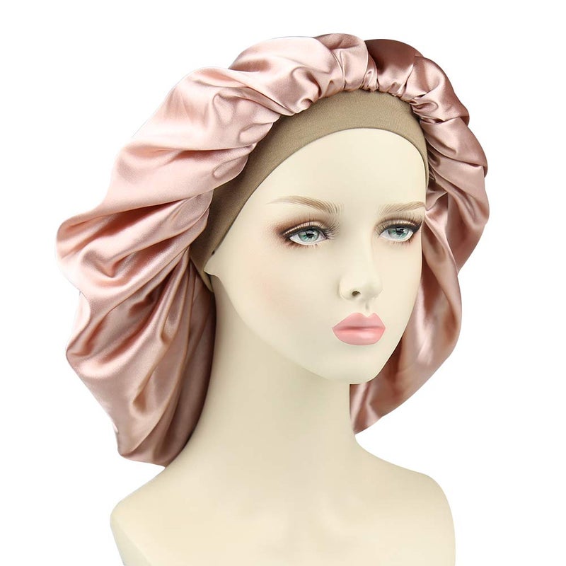 Alnorm Night Cap Satin Hair Bonnet Sleeping Hat for Women Coral Red - Image 5