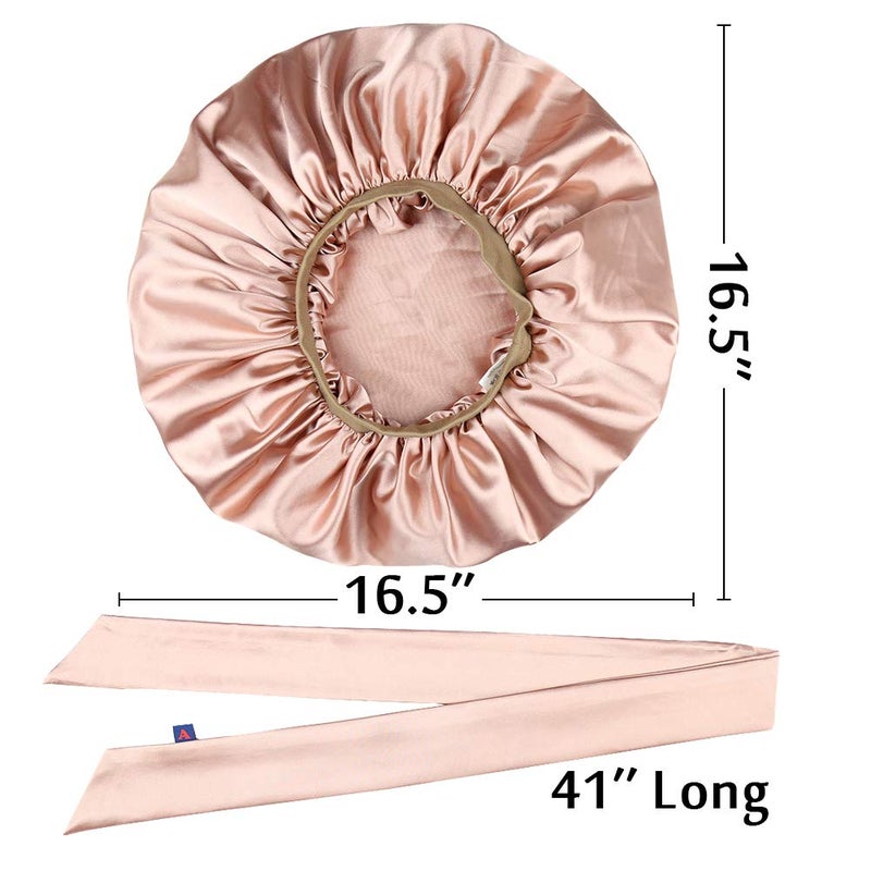Alnorm Night Cap Satin Hair Bonnet Sleeping Hat for Women Coral Red - Image 3
