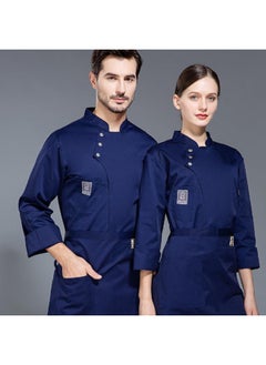 NIBEMINENT Chef Coat Cotton Blend Restaurant Chef Uniform Stylish Chef Uniform with Stand Collar Double-breasted Design for Bakery  - Image 1