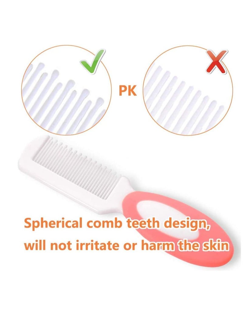 Bebiland - 3 Pcs Soft Bristles Baby Hair Brush, Plastic Hair Comb Set for Newborn, Non-Scratch Rounded Teeth Comb, Ideal for Exfoliate and Massage (Pink) ﻿ - Image 1