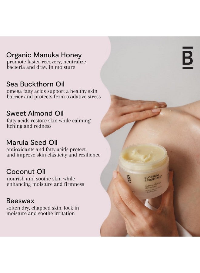 Blossom Essentials Honey Salve, Hydration Repair For Dry & Itchy Skin - Eczema & Psoriasis Relief for Sensitive Skin - Organic Manuka Honey - 4-Ounces (Formerly Honeybutter) - Image 3