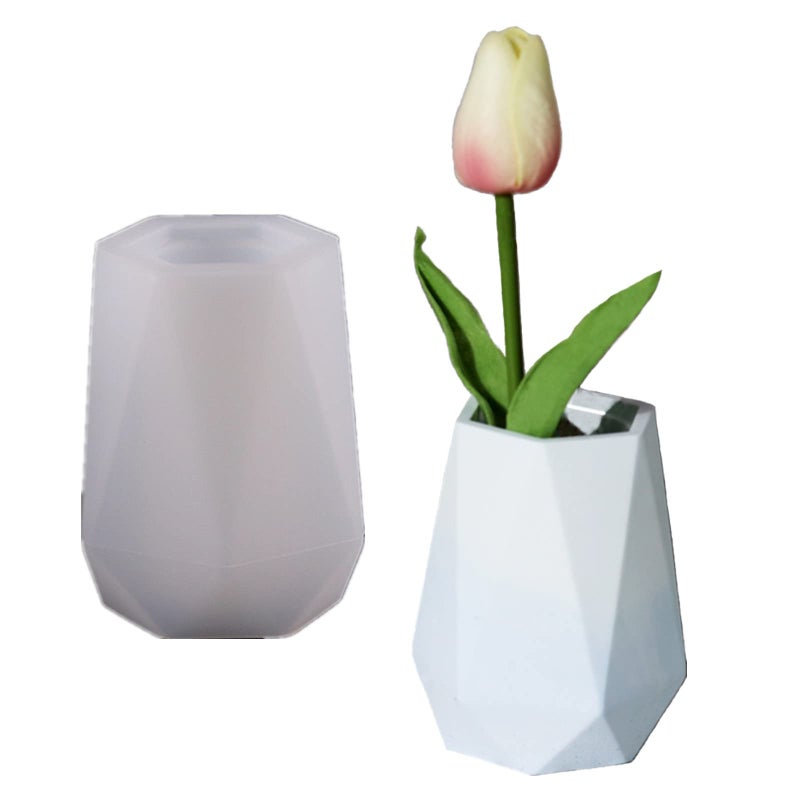 Hexagon Diamond Vase Plaster Concrete Flower Pot Silicone Mold Succulent Plants Cement Clay Mold Pen Holder Mould Home Decor Ornament