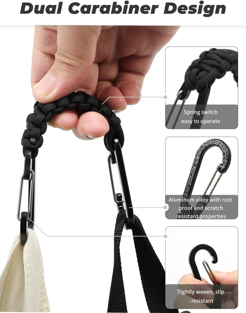 DDOUT Paracord Keychain D-Shaped Carabiner Clip, Braided Keychain Carabiner, Multifunctional Utility for keys, camping gear and equipment, 2 Pack - Image 2