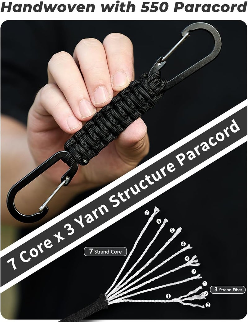 DDOUT Paracord Keychain D-Shaped Carabiner Clip, Braided Keychain Carabiner, Multifunctional Utility for keys, camping gear and equipment, 2 Pack - Image 3