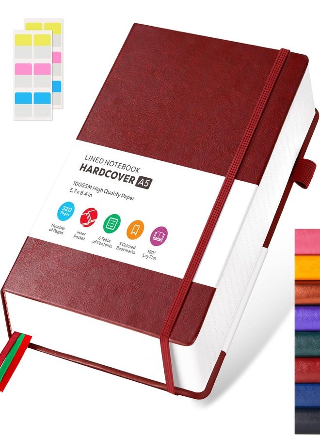 FOCUS DAY Lined Thick Journal Notebook for Writing Women Men, 320 Pages, Medium 5.7 inches x 8.4 inches, Hardcover Leather Notebook with 100 gsm Thick Paper, Burgundy - Image 1