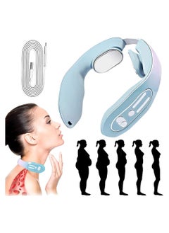 Neck Massager, EMS Neck Acupoints Lymphvity Massager Device, Lymphatic Drainage Machine, 12 Modes EMS Neck Massager for Pain Relief, Portable Neck Lymphatic Massager for Women Men Gift