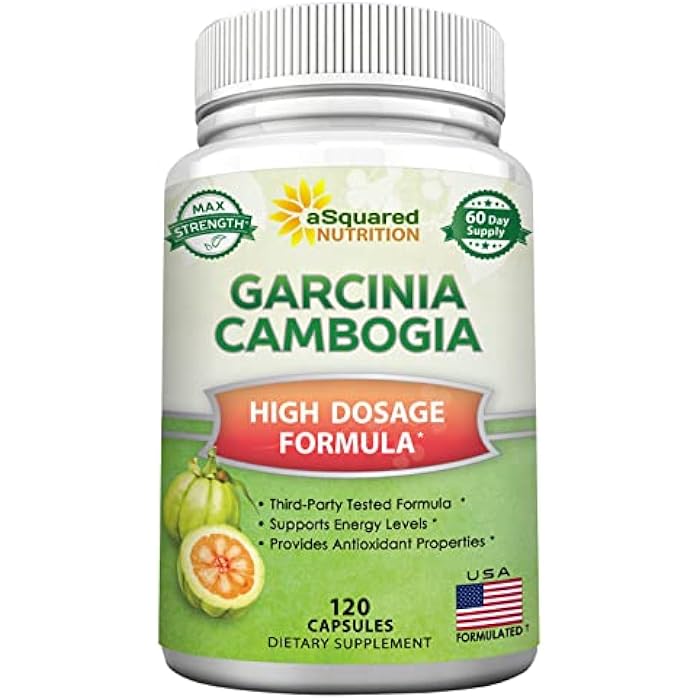 aSquared Nutrition 100% Pure Garcinia Cambogia Extract - 120 Capsules, Ultra High Strength HCA, Natural Weight Loss Diet Pills XT, Best Extreme Fat Burner Slim & Detox Max, Premium Blocker for Men & Women, Made in USA - Image 1