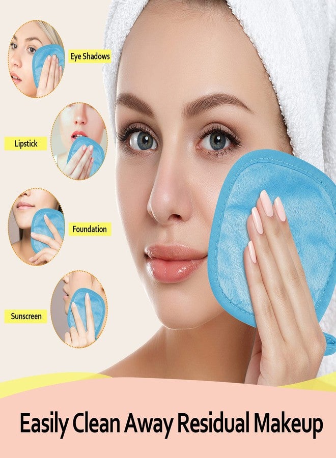 HOMEXCEL Makeup Remover Cloth 12 Count (Pack of 1, Reusable Makeup Remover Pads, Washable Ultra Soft Facial Cleansing Cloths For All Skin Types, 5 X 5 In, Blue - Image 3